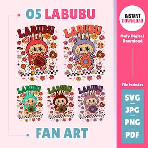 Labubu PNG SVG  Bundle | Cute Kawaii Monster Clipart | Adorable Labubu Character Designs for Sublimation & Crafts | Instant Digital Download