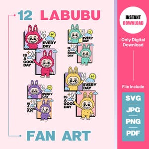 Labubu 12 Designs Svg Png pdf Bundle, Svg, Labubu Png Svg, Vector Digital File for Cricut, Craft Labubu, Instant Download, Labubu Character