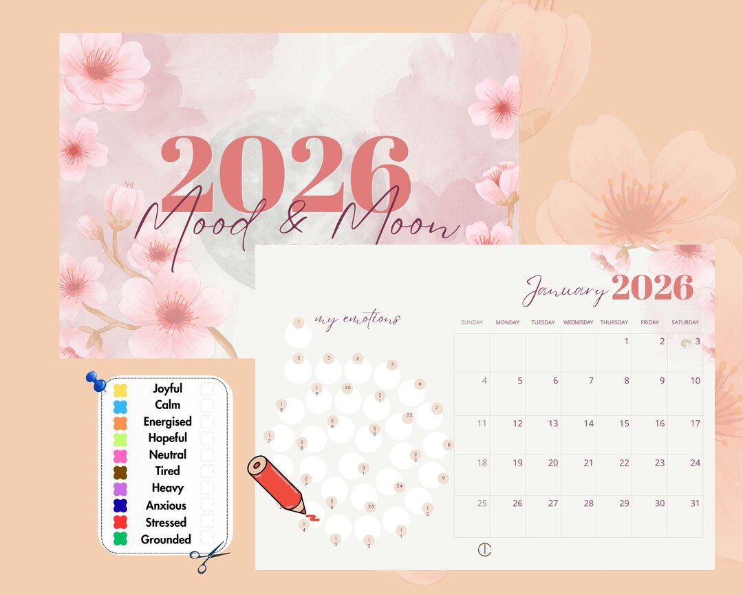 Kalender 2026 zum Ausdrucken | Verfolgen Sie Ihre Emotionen das ganze