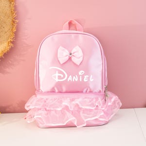 Personalisierter Ballett-Tanzrucksack für Mädchen mit Stickereiname, Gymnastiktasche, Geburtstagsgeschenk, niedlicher rosa Rucksack für Kinder mit Tutu-Kleid