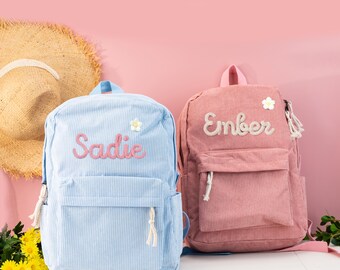 Personalized Corduroy Toddler Backpack, Embroidered Name, Preschool Gift
