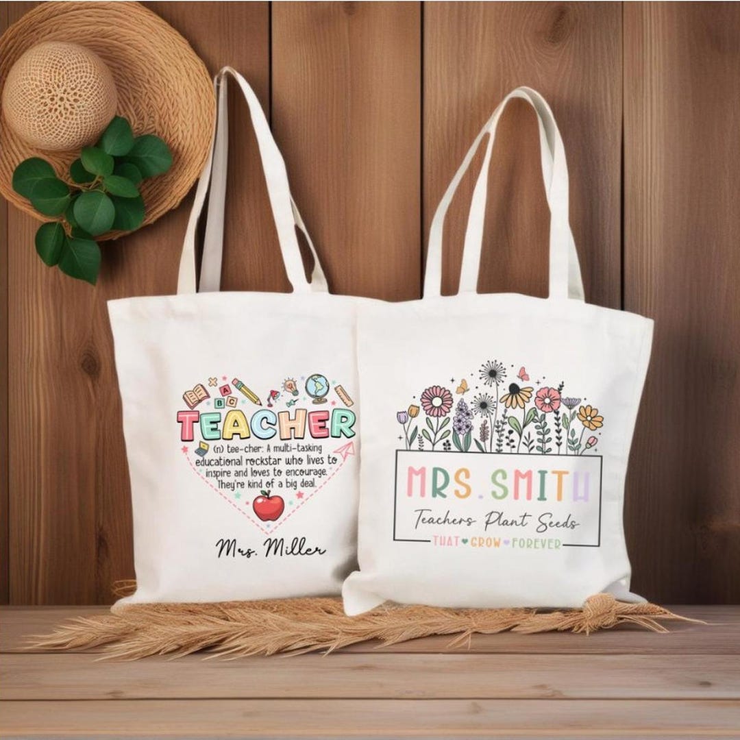 Personalized Teacher Canvas Tote Bag,teacher Tote Bag Gift,teacher ...