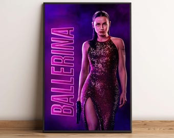 Ana de Armas Ballerina Filmplakat, John Wick inspiriert Actionfilm Kunstdruck, Spion Thriller glänzendes großformatiges Dekor, perfektes Geschenk