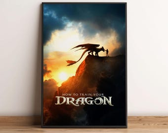 Drachenzähmen leichtgewicht Film Poster, Live Action Fantasy Film Kunstdruck, Hiccup Night Fury glänzendes Großformatdekor, perfektes Geschenk