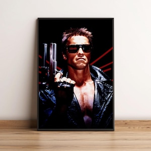The Terminator Movie Poster, Arnold Schwarzenegger Action Wall Art Print, James Cameron Glossy Large Format Wall Art, Decor Perfect Gift