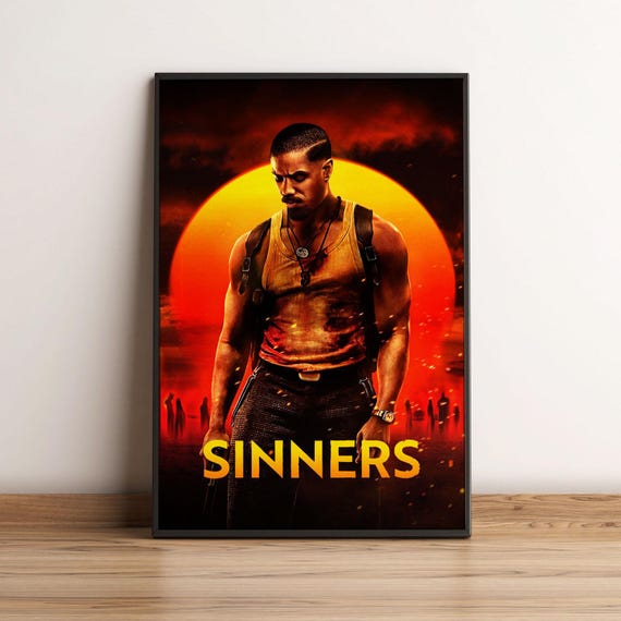 Sinners Movie Poster, Michael B. Jordan Horror Cinematic Wall Art Print, Ryan Coogler Glossy Large Format Cult Wall Art, Decor Perfect Gift