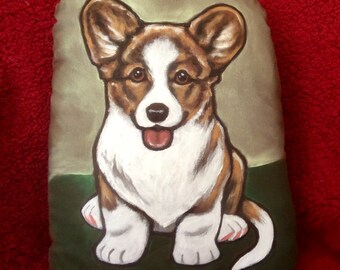 Cardigan Corgi Puppy Handpainted Soft Sculpture Pillow