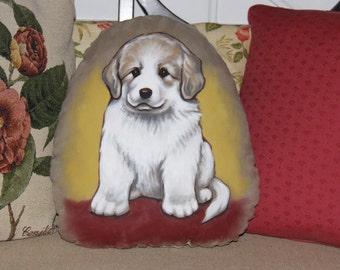 Great Pyrenees Puppy Handpainted Soft Sculpture Pillow