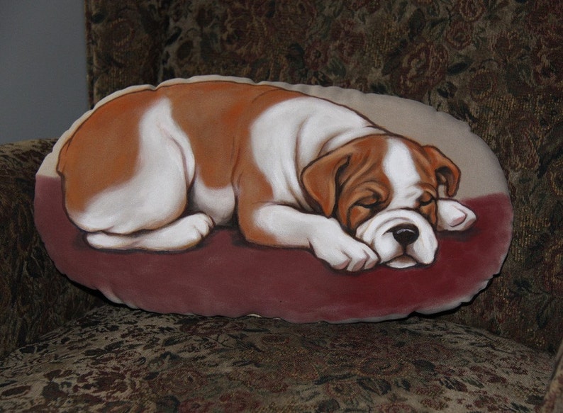 Bulldogge Handgemaltes Weiches Kissen Bild 2