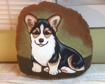 Pembroke Corgi Puppy Handpainted Soft Sculpture Pillow