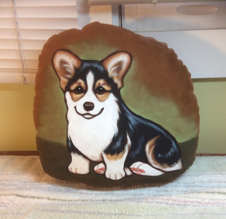 Pembroke Corgi Puppy Handpainted Soft Sculpture Pillow image 1