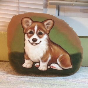 Pembroke Corgi Puppy Handpainted Soft Sculpture Pillow image 2