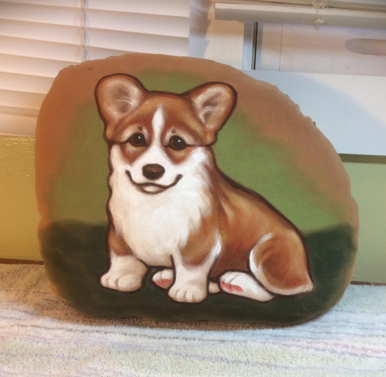 Pembroke Corgi Puppy Handpainted Soft Sculpture Pillow image 2