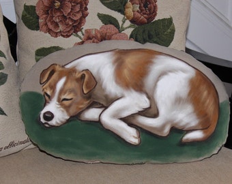 Wire Coated Jack (Parson) Russell Terrier Handpainted Soft Sculpture Pillow