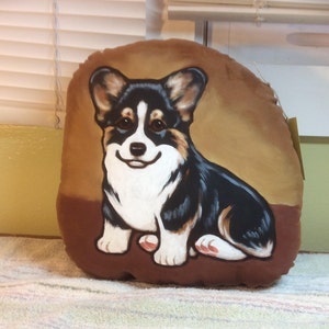 Pembroke Corgi Puppy Handpainted Soft Sculpture Pillow image 3