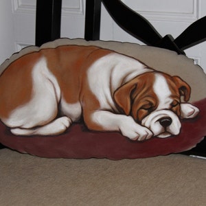 Bulldogge Handgemaltes Weiches Kissen Bild 1