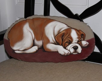 Bulldog Handpainted Soft Sculpture Pillow