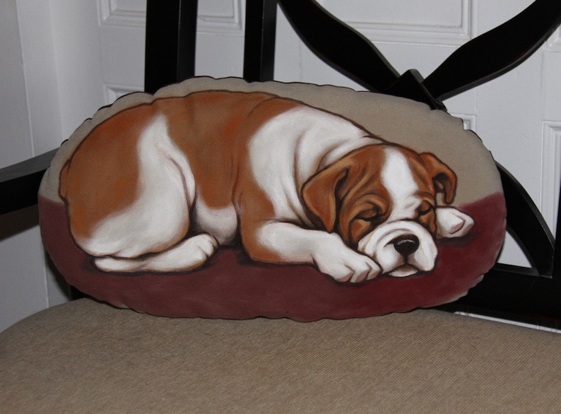 Bulldog Handpainted Soft Sculpture Pillow image 1