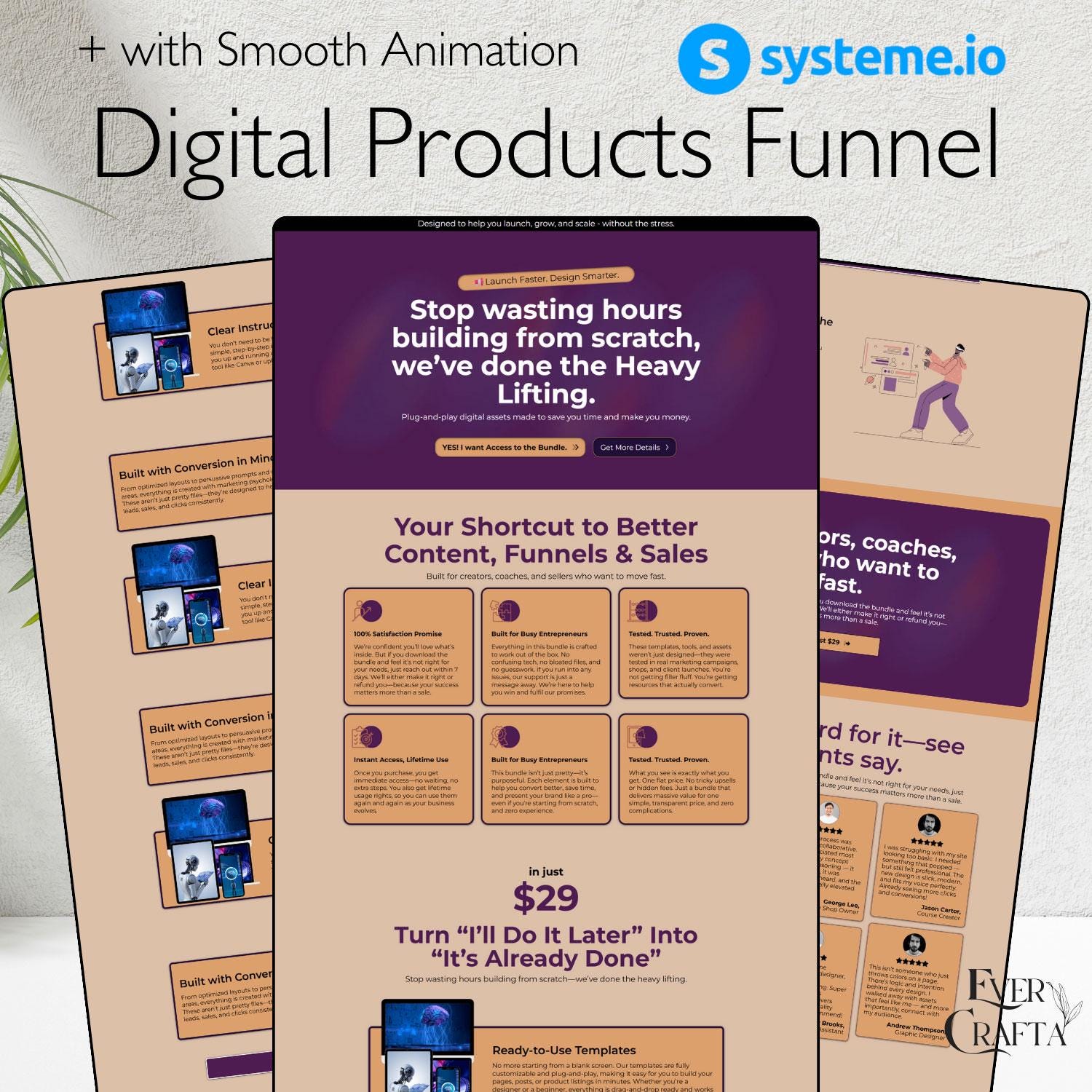 DFY Systeme.io Animated Digital Products Funnel Website Template, Systeme io Template, Systemeio Website Design Templates, DFY Template
