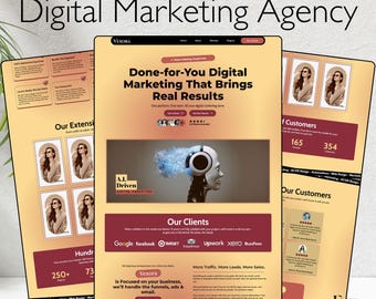 Funil de agência de marketing digital animado: modelo de site Systeme.io