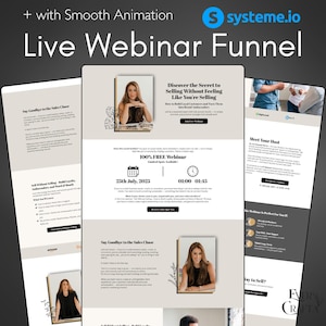 DFY Systeme.io Animated Live Webinar Funnel Website Template, Systeme io Template, Systemeio Website Design Templates, Done for you Template
