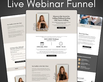 Funil de webinar animado: modelo de site Systeme.io