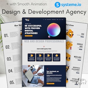 DFY Systeme.io Animated Web Services Agency Website Funnel Template Systemeio Website Design Templates, Done For You Systeme Template