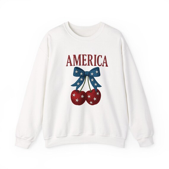 America Coquette Bow Sweater - USA Sweatshirt - 4th of July Patriotic Crewneck - Comfort Colors America Hoodie - July 4th Sweatshirt