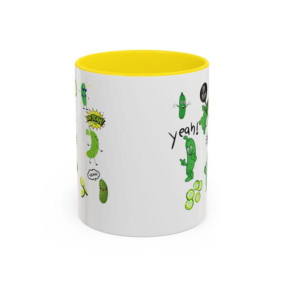Funny Pickle Coffee Mug Quirky Kitchen Gift for Foodies Vegetarian Humor Novelty Drinkware Green Accent Mug