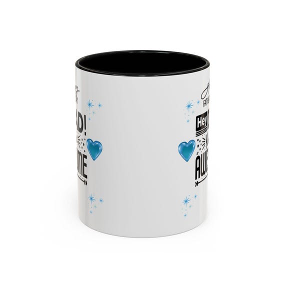 Custom Dad Coffee Mug Fathers Day Gift, Birthday Gift for Dad, Unique Blue Heart Mug Personalized Coffee Cup for Awesome Dads