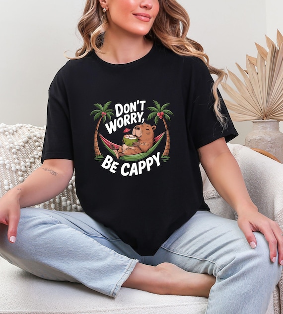 Don't Worry Be Cappy Shirt Funny Capybara T-Shirt Retro Capybara Gift shirt funnies funnies shirt shirt funnies