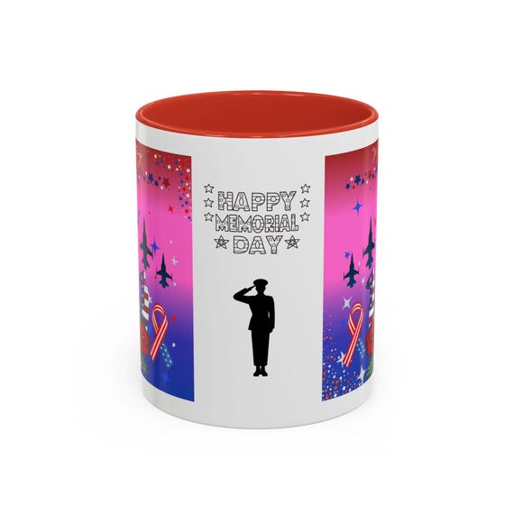 Patriotic Memorial Day Coffee Mug | Veteran Tribute Accent Cup | Military Family Gift | Holiday Drinkware for 4th of July & Veterans