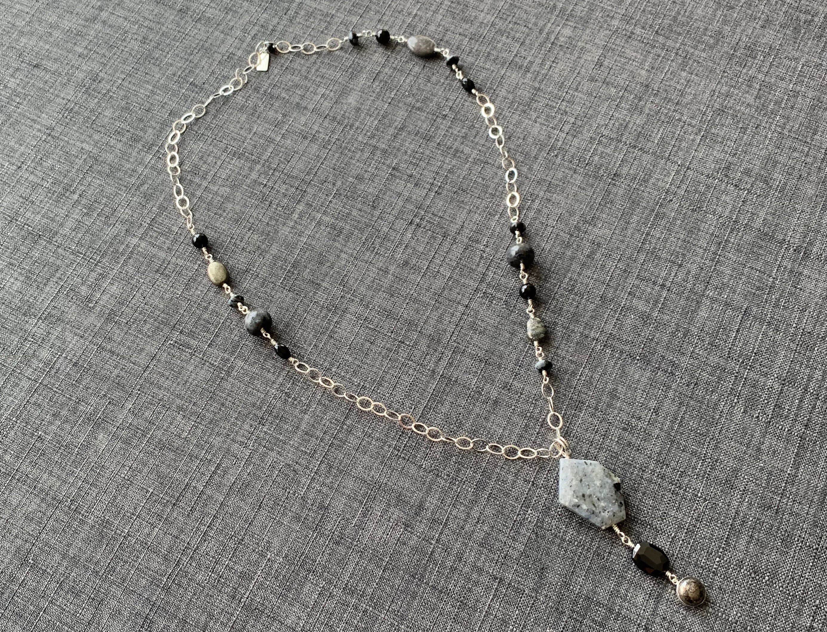 ネックレス・チョーカー [LANARCH][1168] Dark Stone Necklace Black Onyx Necklace - Gemstone Jewelry - Gold Jewellery