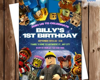 Editable ROBLOX Invitation, ROBLOX Bday Party, ROBLOX Birthday Invite