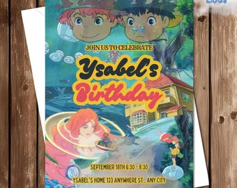 Editable Ponyo Invitation, Ponyo Bday Party, Ponyo Birthday Invite, Studio Ghibli