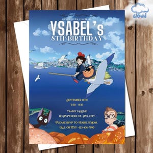 Kikis Lieferservice-Geburtstagseinladung | Bearbeitbare Canva Vorlage | Studio Ghibli Party einladen | Sofort Download