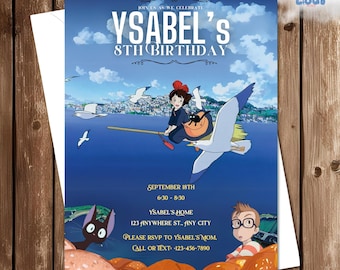Invitación de cumpleaños de Kiki's Delivery Service / Plantilla de Canva editable / Invitación a fiesta de Studio Ghibli / Descarga instantánea