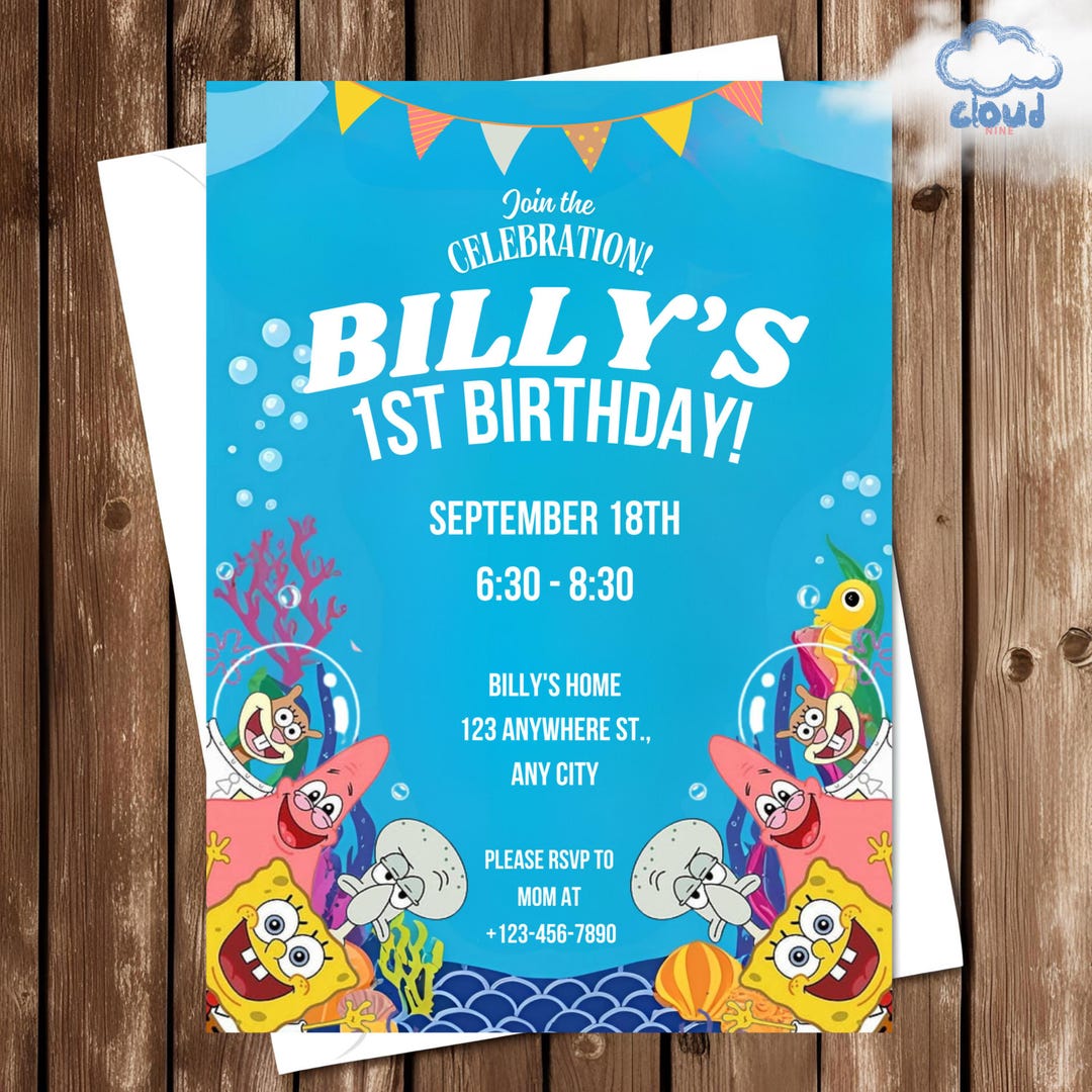 Editable Printable Spongebob Birthday Invitation | Spongebob Square Pants Colorful Birthday ...