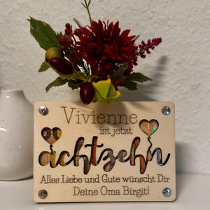 Personalisierte Geldgeschenk-Karte Achtzehn aus Holz – Kreative Geschenkidee mit Persönlicher Gravur