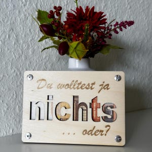 Geldgeschenk-Karte aus Holz | Nachhaltige Pappelsperrholz-Karte | Witzige Geschenkidee für Geldgeschenke | Du wolltest ja NICHTS … oder?