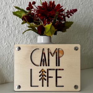 Lasergravierte Geldgeschenkkarte „CAMP LIFE“ aus nachhaltigem Pappelsperrholz – Perfekt für Camper und Outdoor-Fans – DIN A6, 10,5 x 14,8 cm