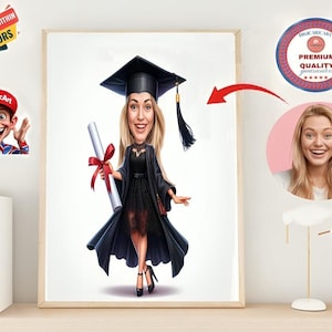 Custom Graduation Cartoon Portrait, Graduation Portrait, Graduation Gift, Graduation Cartoon, Graduation Caricature, Caricature from Photo