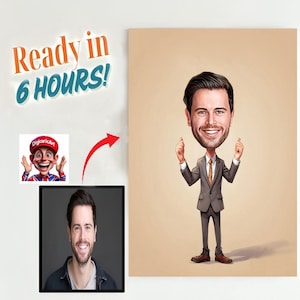 Custom Businessman Caricature: Funny Millionaire Gift (Digital 5x7-inch)