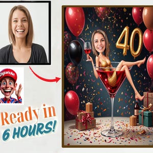 Personalisierte Karikatur zum 40. Geburtstag von Fotos, alles Gute zum Geburtstag Cartoon Portrait Geschenk, alles Gute zum Geburtstag, Karikatur vom Foto