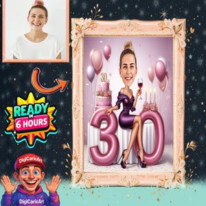 Aangepaste verjaardagskarikatuur - gepersonaliseerd grappig portretcadeau, verjaardagscadeau, grappig cadeau, digitale verjaardagskaart