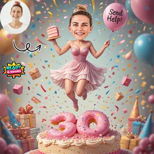 Verjaardag karikatuur 30e cartoon portret verjaardag karikatuur verjaardag cartoon gepersonaliseerde verjaardagscadeau vrouw verjaardagscadeau voor haar