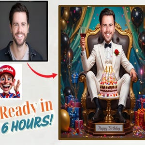 Personalisierte Karikatur zum 40. Geburtstag von Fotos, alles Gute zum Geburtstag Cartoon Portrait Geschenk, alles Gute zum Geburtstag, Karikatur vom Foto