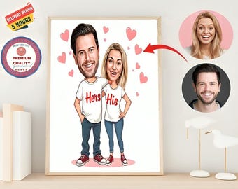 Custom Couple Cartoon Portrait: Personalized Caricature Gift