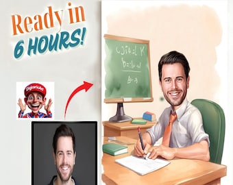 Personalized Teacher Caricature | Funny Portrait Gift (Digital Download)