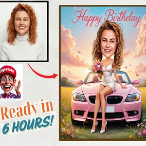 Aangepaste verjaardag portret, karikatuur speciale dag, foto naar cartoon, verjaardagscadeau voor meisjes, dames, vrouwen, mannen, jongens Karikatuur van foto